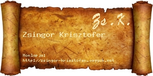 Zsingor Krisztofer névjegykártya